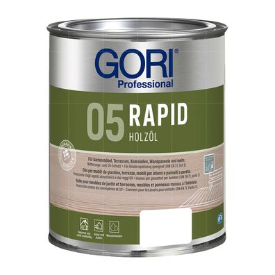 GORI 05 Rapid Holz-Öl 2.5 Liter Holzpflege Hartholzöl Möbel Terrassen Farbwahl
