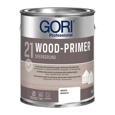 GORI 21 Woodprimer 0.75 Liter WEISS Grundierung Isoliergrund Sperrgrund Nikotin