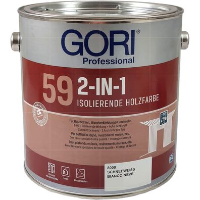 GORI 59 2in1 0.75 LTR Isolierfarbe Holzfarbe Innenfarbe Holzdecken OSB WEISS