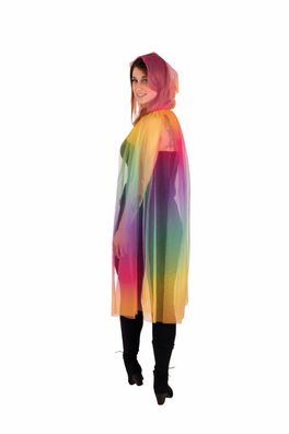 Kostüm Rainbow Kapuzenumhang Regenbogen Cape Umhang mit Kapuze Karneval