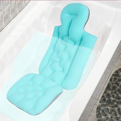 1 Stéck Ganzkörper Badewannenmatte mit Kopfstétze unterstétzt Nacken, Farbe: blau