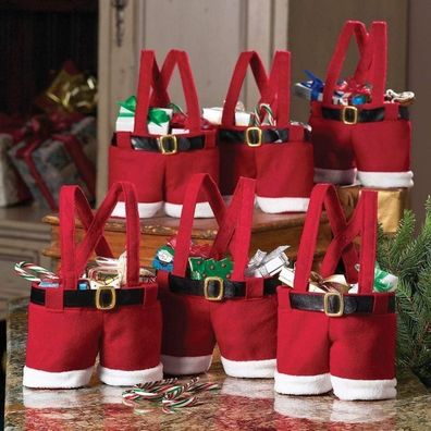 Geschenktéten in Hoseform fér Weihnachten Séßigkeiten Party 6 Stéck, Farbe: rot
