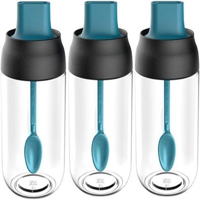Gewérzbehälter aus Glas, Gewérzboxen, mit Deckel Löffel 3 Stéck, Farbe: Transparent