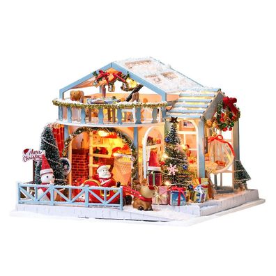 3D-Puzzle DIY holz Miniaturhaus Modellbausatz Puppenhaus Weihnachtshaus