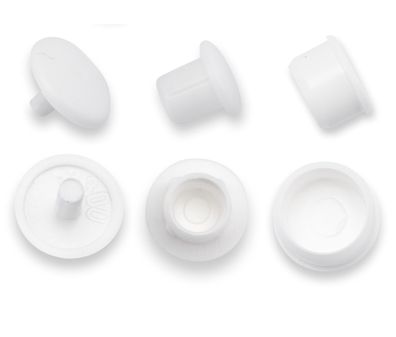 100 Abdeckkappen/ Abdeckungen für Bohrungen von 2,5-6 mm, Kunststoff, Weiß