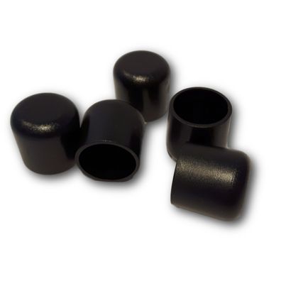 4 Abdeckkappen/ Pfostenkappen/ Endkappen, 30-45 mm, runde Rohre, Kunststoff, Schwarz