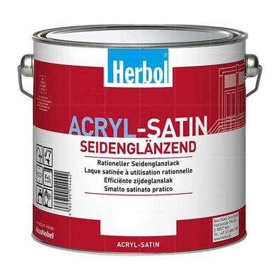 HERBOL Acryl Satin 2.5 Liter WEISS Seidenglanz blockfester Weisslack Fensterlack