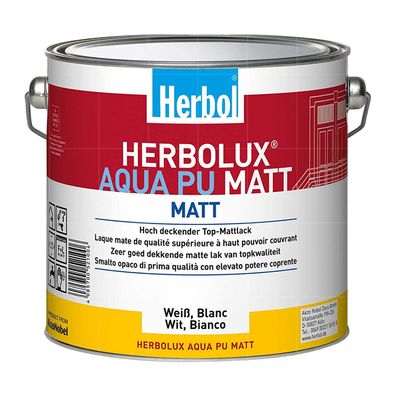 HERBOL Herbolux Aqua PU Matt 2.5 Liter WEISS Mattlack Weisslack PU-Lack