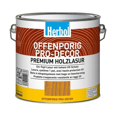 HERBOL Offenporig Pro Decor 0.75 Liter Premium Holzlasur Wetterschutz Farbwahl