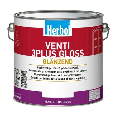 HERBOL Venti 3Plus Gloss 0.75 LTR Fensterlack Türenlack Glanzlack Weisslack