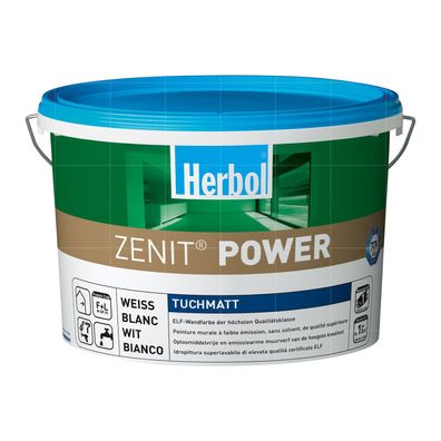 HERBOL Zenit Power 5 Liter WEISS Tuchmatt ELF-Wandfarbe Innenfarbe Innenweiss