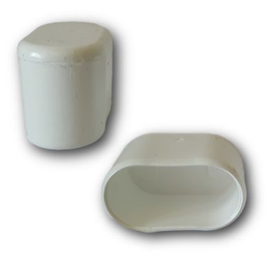 4 Abdeckkappen/ Stuhlbeinkappen/ Stuhlgleiter für ovale Rohre, Kunststoff, Weiß