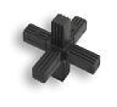 1 Steckverbinder für Quadratrohr, mit 2 Abgängen, Kunststoff/ Polyamid, Schwarz