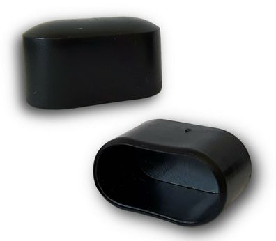 4 Fußstopfen/ Kappen/ Stuhlgleiter/ Möbelgleiter Ovale Rohre Kunststoff PE Schwarz