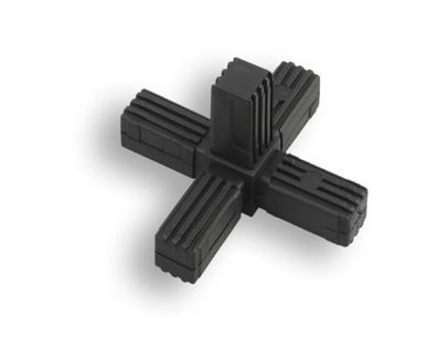 1 Steckverbinder für Quadratrohr, Kreuze mit Abgang, Polyamid, Schwarz