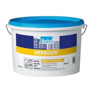 HERBOL Herbidur 12.5 LTR matte Reinacrylat-Fassadenfarbe mit Wetterschutz WEISS