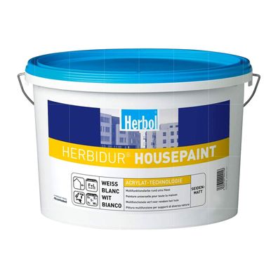HERBOL Herbidur Housepaint 12.5 Liter WEISS Reinacrylat-Fassadenfarbe Allrounder