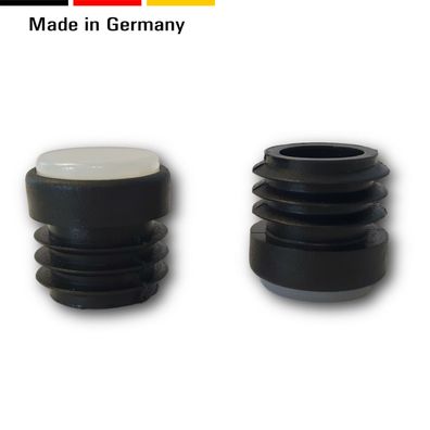 4 Fußstopfen/ Stuhlgleiter/ Endkappen 16-25 mm mit Anti-Rutsch-Einsatz TPU schwarz