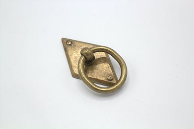 2 Metall-Ringgriffe antik, Rautenscheibe gold englisch brüniert M4 Innengewinde