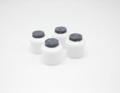 4 Möbelgleiter Stuhlbeinkappen Filzgleiter runde Rohre Kunststoff weiß mit Filz