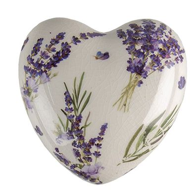 Clayre & Eef Dekoration 8x8x4 cm Violett Grün Keramik Lavendel (Gr. 8x8x4 cm)