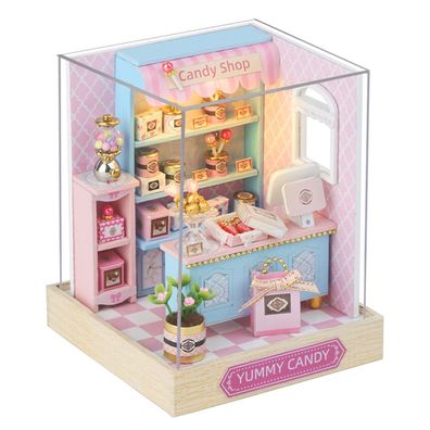 3D-Puzzle DIY holz Miniaturhaus Modellbausatz Puppenhaus Candy Shop
