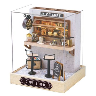 3D-Puzzle DIY holz Miniaturhaus Modellbausatz Puppenhaus Mini Kaffee