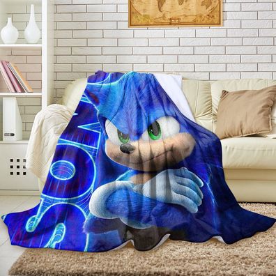 Herren Sonic the Hedgehog Decke Miles Knuckles Klimaanlage Schlafdecke Fleece Blanket