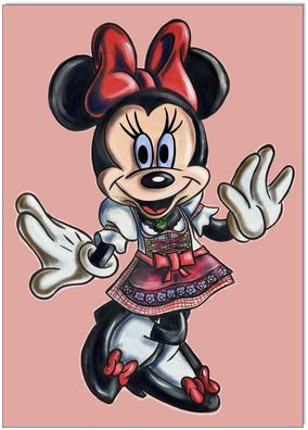 Klausewitz: Original Acryl auf Leinwand: Minnie Mouse im Dirndl / 50x70 cm