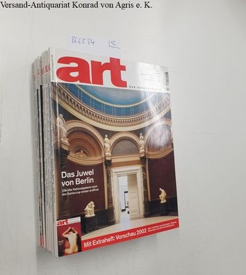 Diverse Autoren: Art. Das Kunstmagazin. Konvolut aus 12 Heften aus dem Jahr 2002