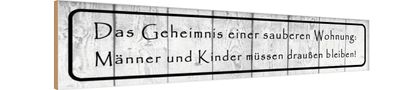 vianmo Holzschild Holzbild Spruch 46x10 cm Geheimnis einer sauberen Wohnung