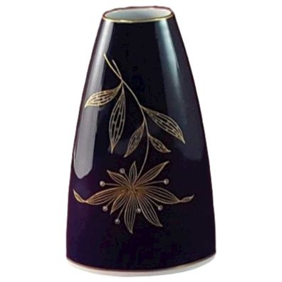 Vase Weimar Porzellan 708 52 Echt Kobalt Gold Blumendekor H 15,7 cm