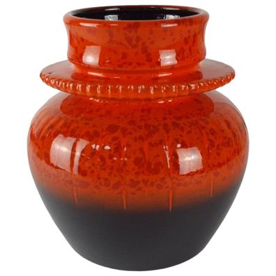 Vintage Keramik Blumenvase Orange-Braun H 17,5 D 16 cm