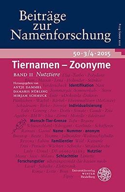 Dammel, Antje, Damaris Nübling and Mirjam Schmuck: Beiträge zur Namenforschung 50 (20