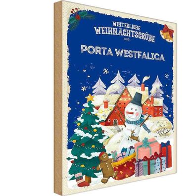 vianmo Holzschild Holzbild 20x30 cm Weihnachtsgrüße aus PORTA Westfalica