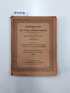 C. G. Boerner: Kupferstiche des XV. bis XVIII. Jahrhunderts Katalog Auktion Boerner L