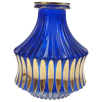 Vase Glas Walther Blau Gold Vintage/ Retro-Stil