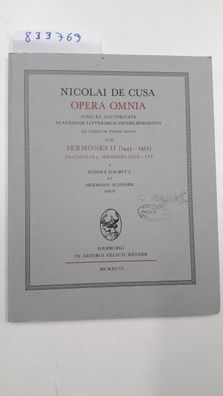 Haubst, Rudolf und Hermann Schnarr: Nicolai de Cusa Opera omnia / Sermones II (1443-1
