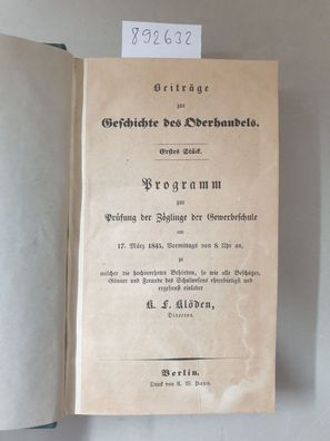Beiträge zur Geschichte des Oderhandels. 8 Stücke in 1 Buch :