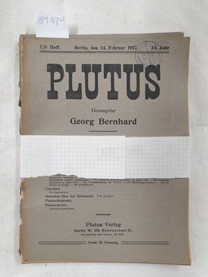Plutus. Kritische Zeitschrift für Volkswirtschaft und Finanzwesen, 14. Jahr, Heft 7/8