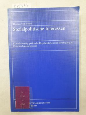 Sozialpolitische Interessen - Konstituierung, politische Repräsentation und Beteiligu