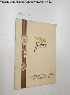 Solingen Humboldt-Gymnasium: Festschrift zum 50-jährigen Bestehen 1953 - 50 Jahre 190
