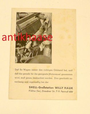 AK Shell Großtankstelle Großstation Willy Hauk Flöha Sachsen Oldtimer