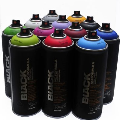 Montana schwarz 400 ml beliebtes Farben Set 12 Graffiti Street Art Wandbild Spray ...