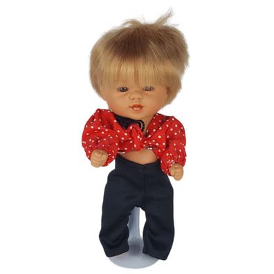 Carmen González Baby D'Nenes Kunststoff Puppe Junge H 19,5 cm Spain mit Ständer