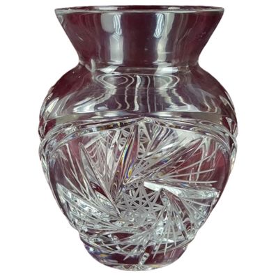 Schleuderstern Kristallglas klar Vase Blumenvase H 15,5 cm D 12,2