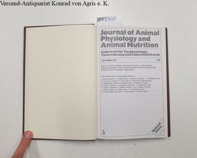 Kirchgeßner, Manfred (Hrsg.): Journal of Animal Physiology and Nutrition : Volume 82