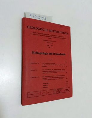 Breddin, Hans (Hrsg.): Geologische Mitteilungen - Hydrogeologie und Hydrochemie