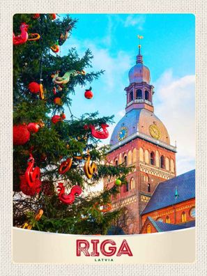 vianmo Blechschild 30x40 cm Riga Lettland Weihnachten Winterzeit