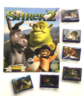 Shrek 2 , Stickeralbum + kompletter Satz , Panini , lesen